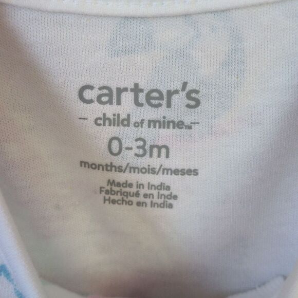 Carter's Child Of Mine White Pink Gray Animal Theme Footed Sleeper Baby 0-3M NWT - Picture 6 of 6